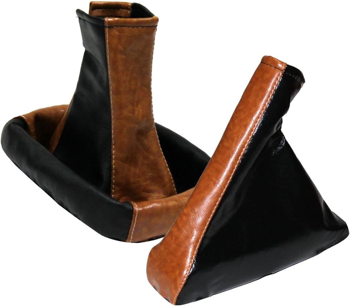 Aerzetix - Pair of gaiter gear lever and handbrake .Color: Brown and black .