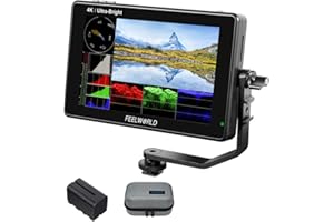 FEELWORLD LUT7 7 Inch Ultra Bright 2200nit Touchscreen Camera DSLR Field Monitor with 3D Lut Waveform Automatic Light Sensor 1920x1200 4K HDMI Input with F750 Battery and Bag
