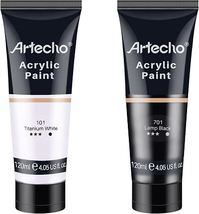 Artecho Acrylic Paint Set White and Black 120ml Tubes 4.05oz