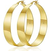 VEEDOFA 10MM Wide Thick Gold Hoop Earrings for Women Hypoallergenic 925 Sterling Silver Large Hoop Lightweight Chunky Hoops Earring for Women Jewelry Gifts