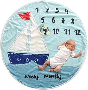 Amazon Co Jp ベビーグローマイルストーンブランケット 幼児フランネル成長記念写真小道具新生児マンスリーレジストリシャワー保育園の装飾プレイマット スポーツ アウトドア