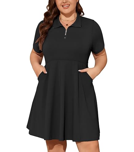 Verdusa Women's Plus Size T Shirt Dress Short Sleeve V Neck Tunic Dresses