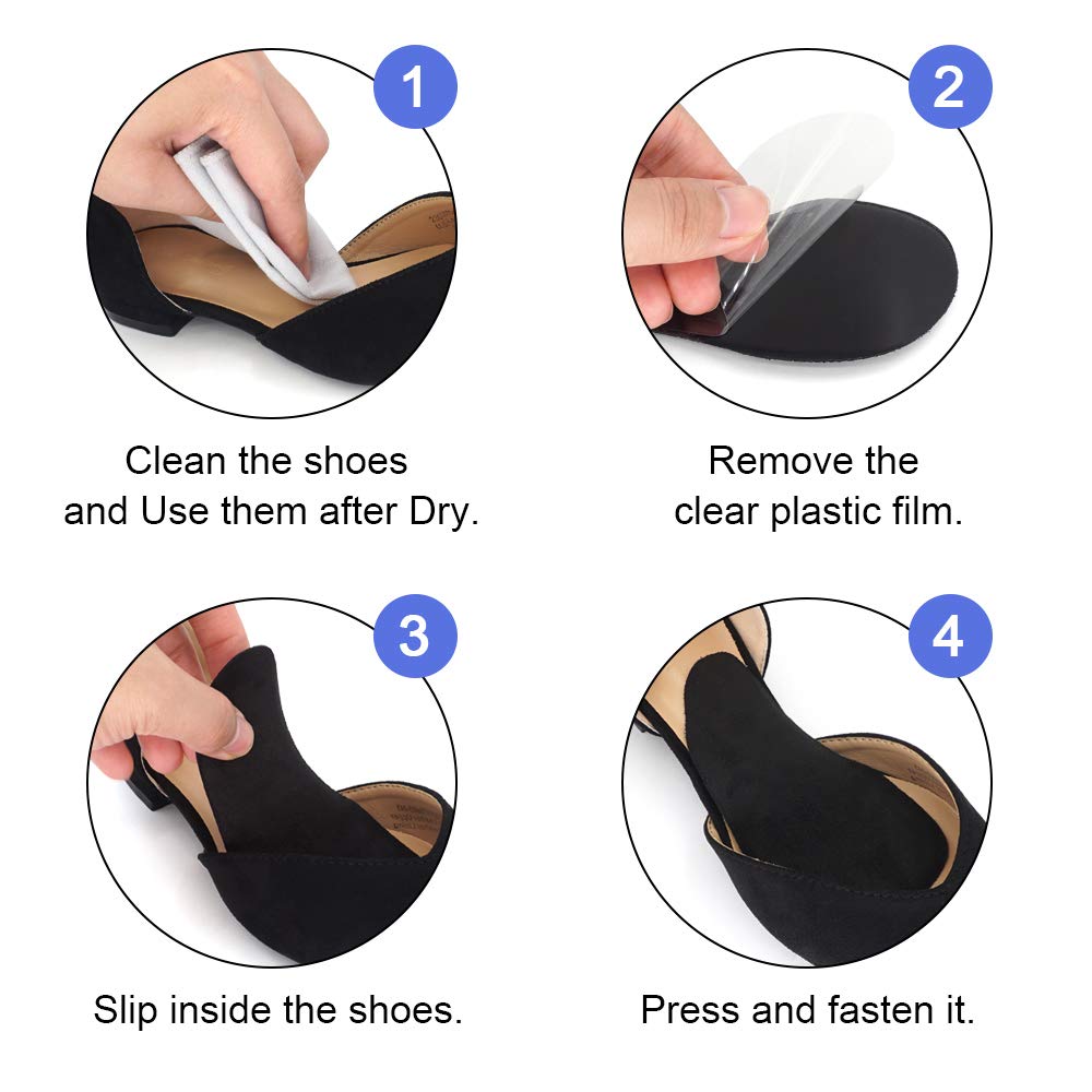 Dr. Shoesert Arch Support Shoe Insoles for High Arch, Flat Feet, Gel Arch Pad Relieve Pressure and Foot Pain for Women and Men (Black)