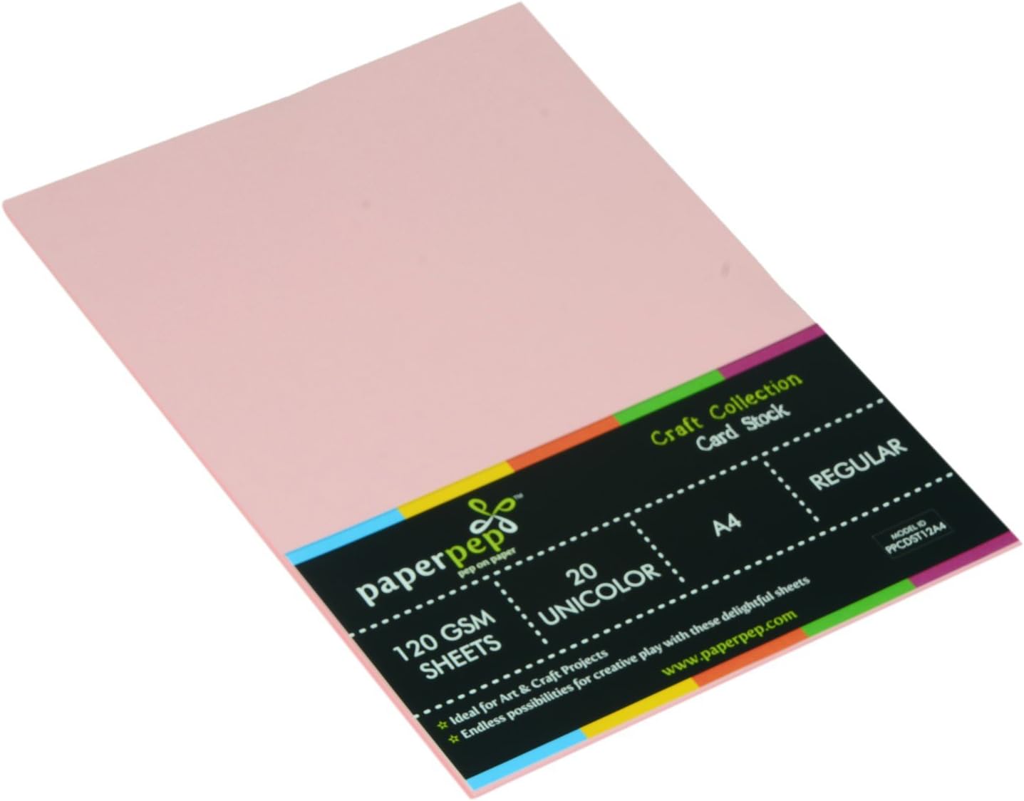 Paper Pep Craft Collection Card Stock, A4 Sheets, 120GSM - Pack of 40 Sheets (Baby Pink)