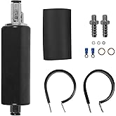 Universal External Inline Performance Fuel Pump Black 255LPH Replacement For GSL392, GSL392-400-939, GSL392400939, 400-939 External Pump With Installation Kit