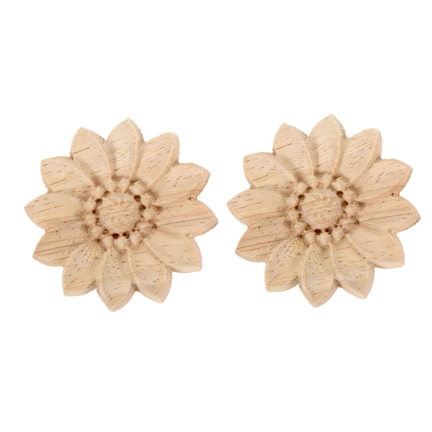 MUXSAM 2Pcs Unpainted Exquisite Clear Flower Wood-Carved Corner Decal Applique Frame Onlay Furniture Decoration 8cm