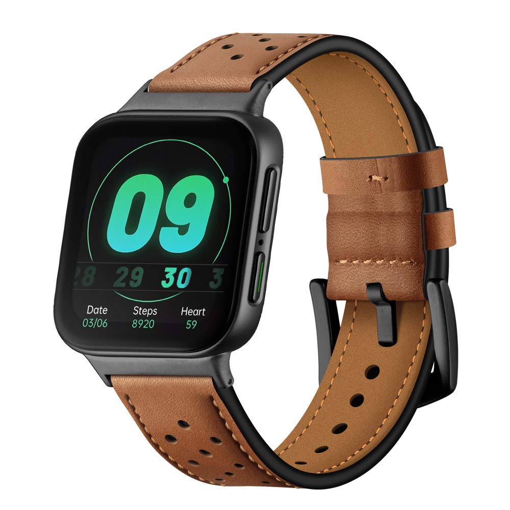 Shieranlee Leather Watch Strap Compatible with Oppo watch 46mm strap,Quick Release Leather Watch Strap for Oppo watch 46mm