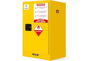 KQZZIV 30 Gallon Red Flammable Safety Cabinet, NFPA & OSHA Compliant, Fireproof 14GA Steel Cabinet with Adjustable Shelf, 3-Point Lock, Manual-Closing Doors, Vent System (Yellow 23"W x 18"D x 35"H)