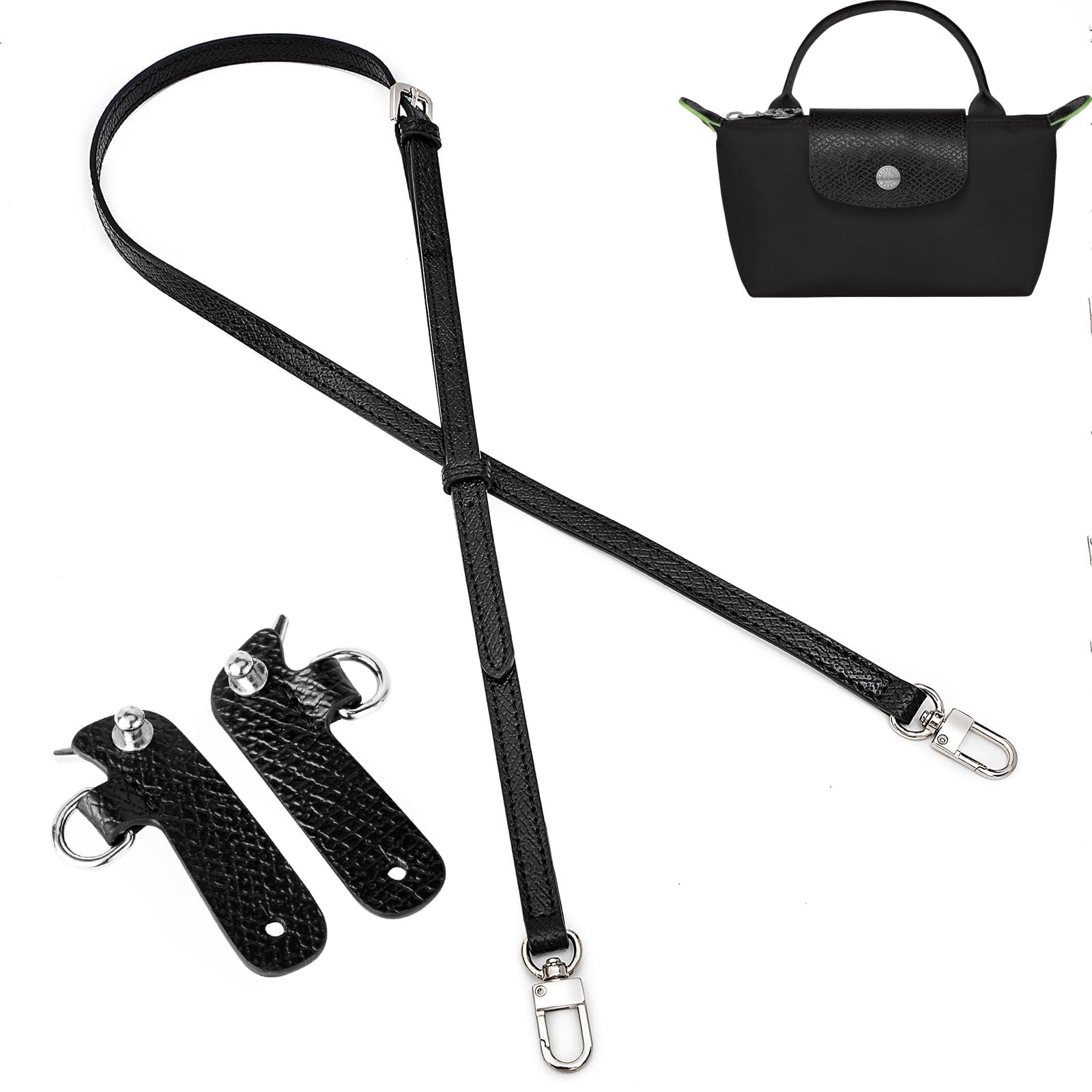 Photo 1 of Purse Straps Replacement, Leather Handbag Crossbody Shoulder Strap Kit Adjustable for Mini Longcamp Tote Bag Women