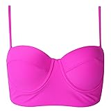 Retro Polka Dot Halter Bikini Top Women's Pink
