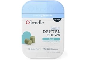 Kradle Dental Chews for Dogs - Ashwagandha Pyridoxine HCL Powder - Nighttime Dental Routine - Supports Relaxation & Oral Hygiene - 75 Chews
