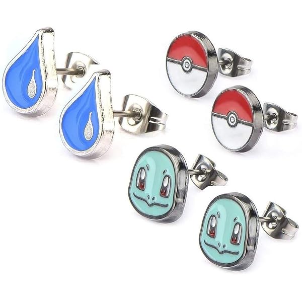 pokemon card earrings Amazon.com: Pokemon Fashion Jewelry Extended Enamel Character Stud 6-pair  Earring Set: Clothing, Shoes & Jewelry