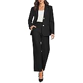 Casly Lamiit Women's 2 Piece Blazer Outfits Business Casual Notched Collar Jacket Dressy Work Crop Pants Suit Sets
