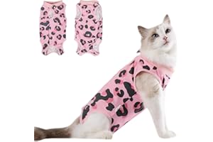 DoggieKit Cat Recovery Suit After Surgery, Anti Licking Onesie Postoperative Shirt for Female Spay Male Neuter, Soft Breathable Bodysuit Pajamas for Abdominal Wound Kitten E-Collar & Cone Alternative