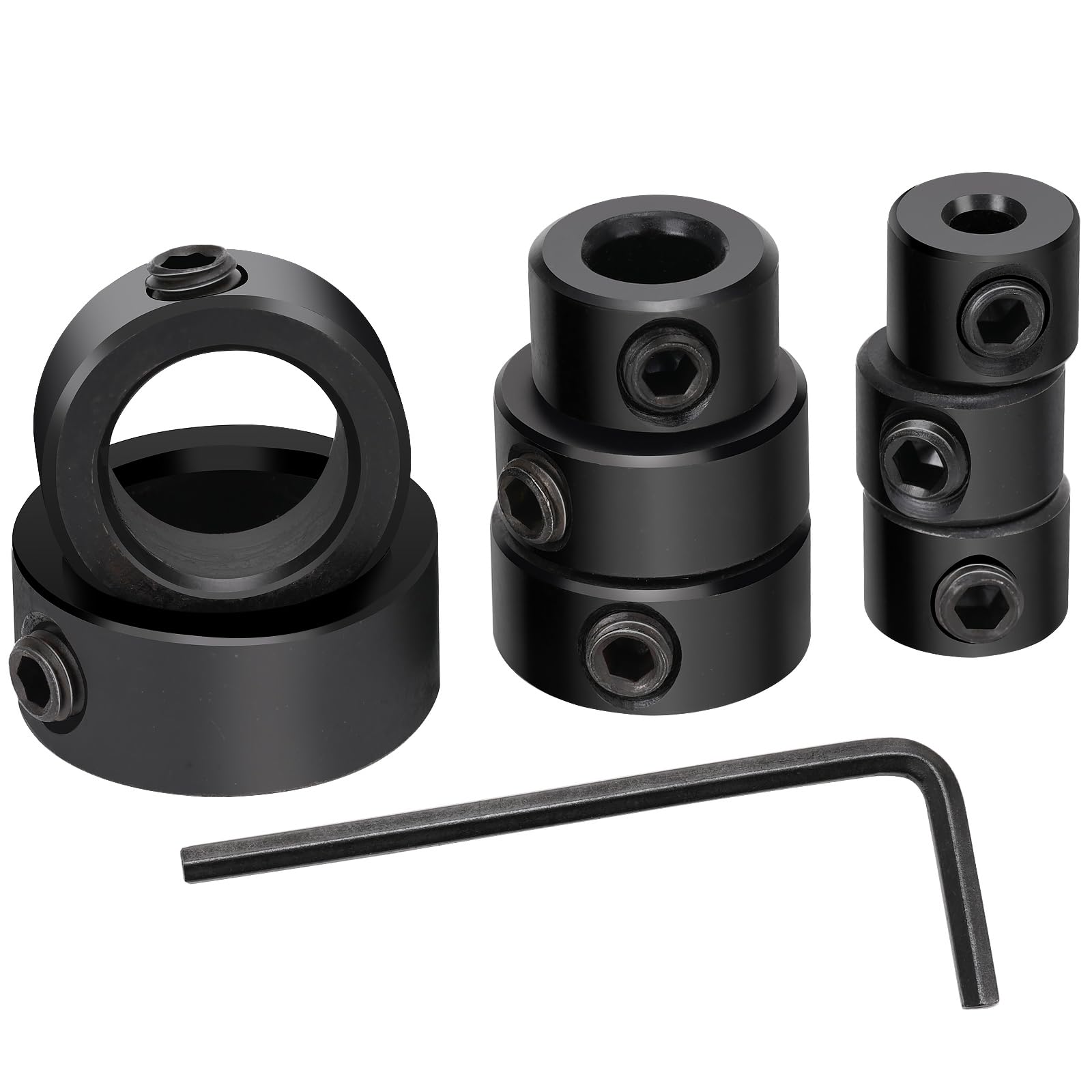 Nutmanel 8Pcs Drill Bit Depth Stop Collar Set, Drill Depth Stop with Hexagon Wrench 3 4 5 6 8 10 12 16mm, Step Drill Bit Depth Stop Collar Ring Positioner Locator,for Woodworking,Home Repair, Black