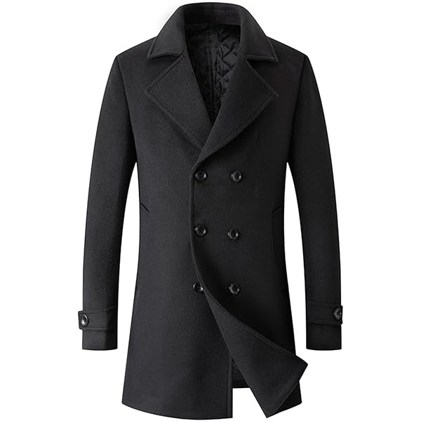 Winter Men Double-Breasted Wool Blends Long Trench Coats Winter