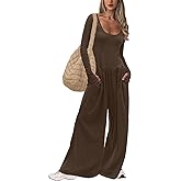 UNIANKIYA One Piece Jumpsuits for Women Casual Long Sleeve Overalls Dressy Rompers Wide Leg Pants Jumpers Vacation Outfits