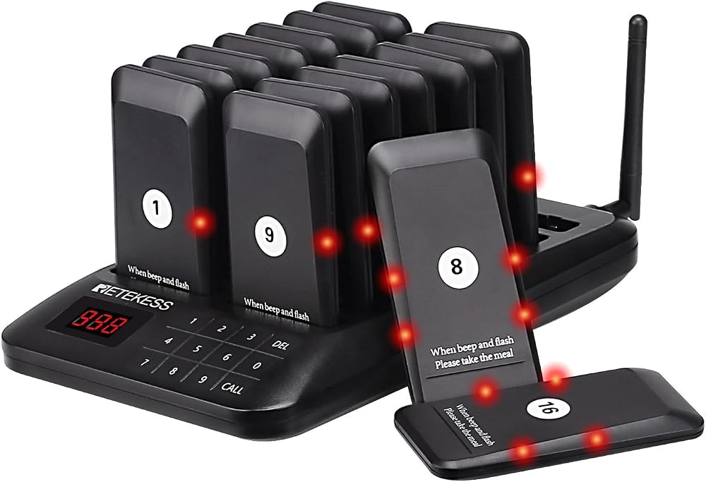Retekuss TD157 Restaurant Pager System 500 Pagers 998 Channels UK Plug