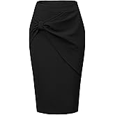 Allegra K Wear to Work Skirt for Women's 2025 Ruched High Waist Knee Length Pencil Bodycon Skirts