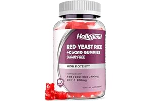 HOLLEGEND Hollgend Red Yeast Rice with Coq10 Gummies Sugar Free, Organic Red Yeast Rice 2400mg for Cholesterol Lowering Supplements, Enhanced with Coenzyme Q10 200mg for Heart Health Support, 60 Chewables