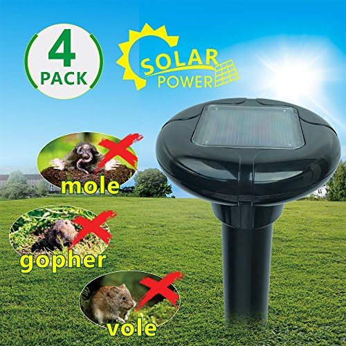LOMEREY 4 Pack Sonic Mole Repellent Solar Powered Repels Mole Gopher Vole in Lawn Yard Garden Rodent Repellent Ultrasonic Pest Control Products