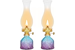 SYOENK Oil Lamps for Indoor Use 2Pack, Gradient Pink Oil Lamp - 11x3 Vintage Kerosene Lantern, 48-Hour Burn, Adjustable Flame for Indoor/Outdoor Use