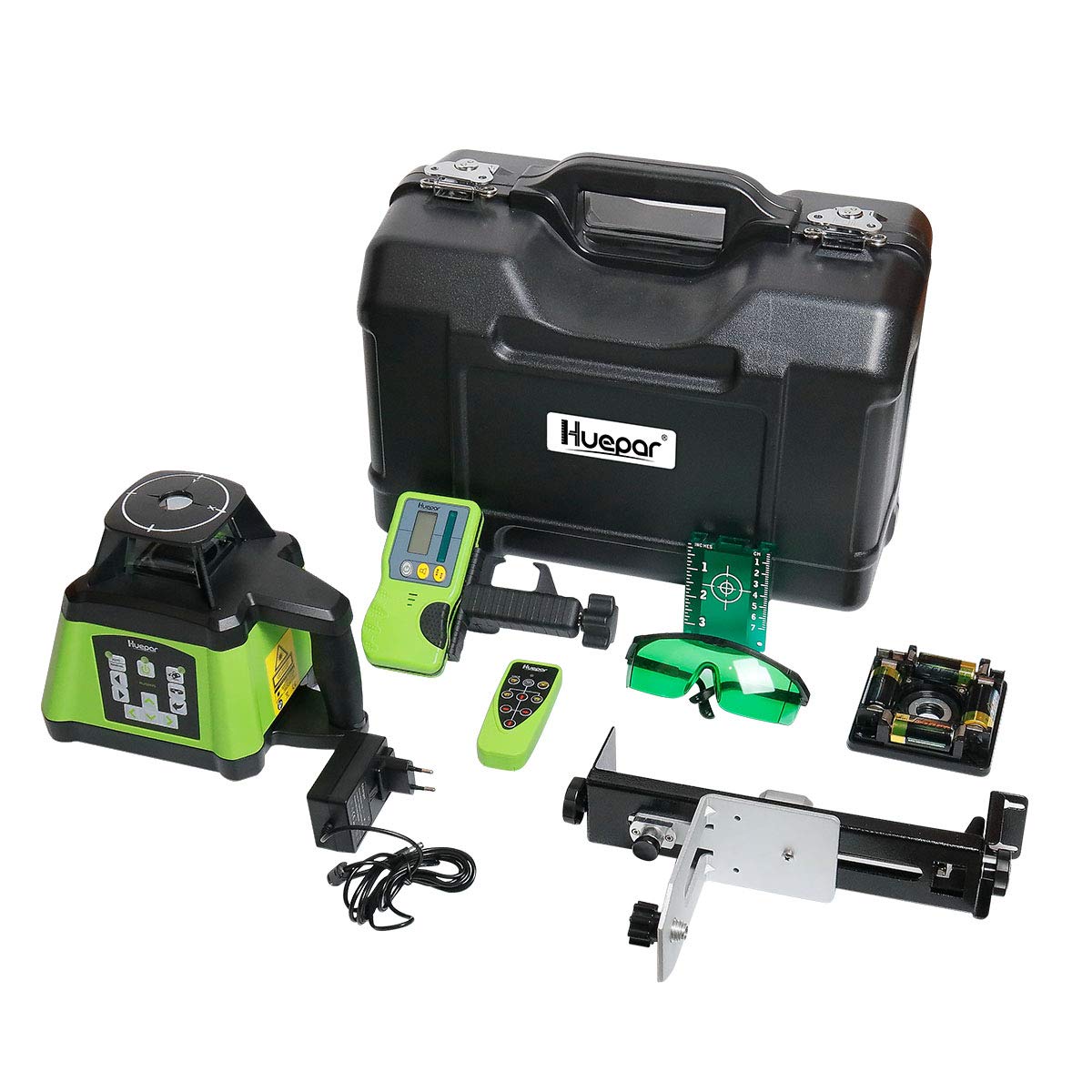 Huepar Rotating Laser Level Green Beam Kit, Professional 360 Self Leveling Laser Tool with Remote Control, RL200HVG
