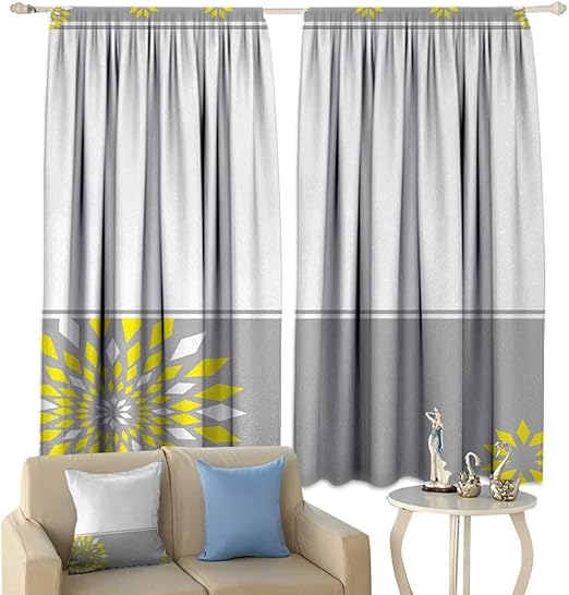 Amazon Com Hobeauty Grey And Yellow Window Curtain Fabric