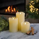 Festive Lights Real Wax LED Pillar Candles Set of 3 Warm White Flicker view 8