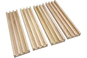 SUTIMSHE Wooden Domino Racks Set of 4 Natural Domino Trays Holders Organizer for Mexican Train Chickenfoot and Other Domino Games - Dominoes NOT Included