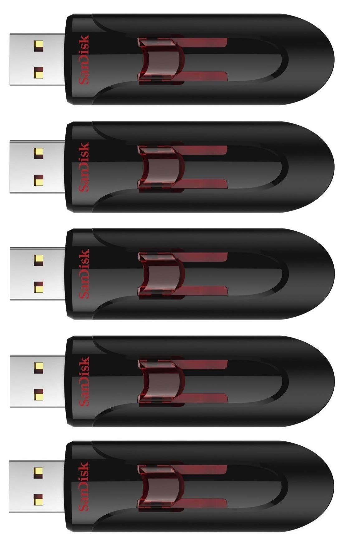 SanDisk 64GB Cruzer Glide USB 3.0 Flash Drive SDCZ600-064G-B35 (5 Pack) with Free USB 2.0 GR Credit 