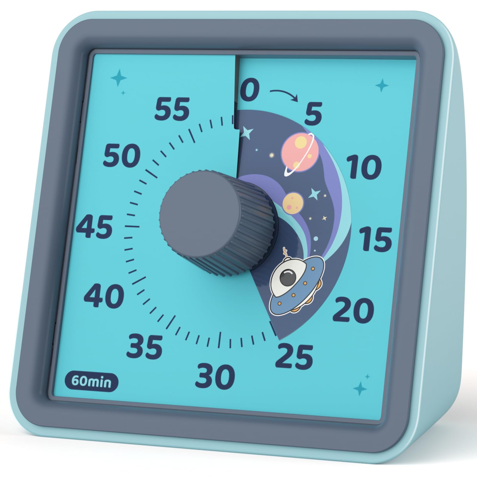 LIORQUE Visual Timer for Kids, 60 Minute Visual Countdown Timer for Classroom Teaching Cooking, Kids Time Management Tools with Silent Operation & Space Ship Pattern Design