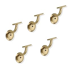 ZAUYX 5 Pack Brushed Gold Handrail Stair Brackets
