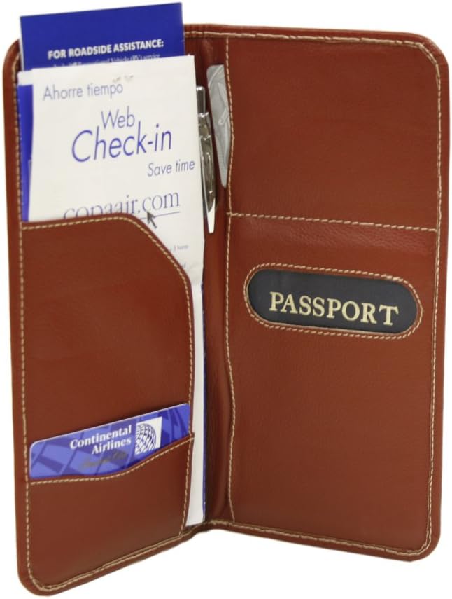  | Piel Leather Passport Ticket Holder, Saddle, One Size | Passport Covers