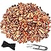 TecUnite 500 Pieces Printed Wooden Beads Various Shapes Loose Spacer Beads with Scissors and Beading Cord for Jewelry Making DIY Craft Accessories