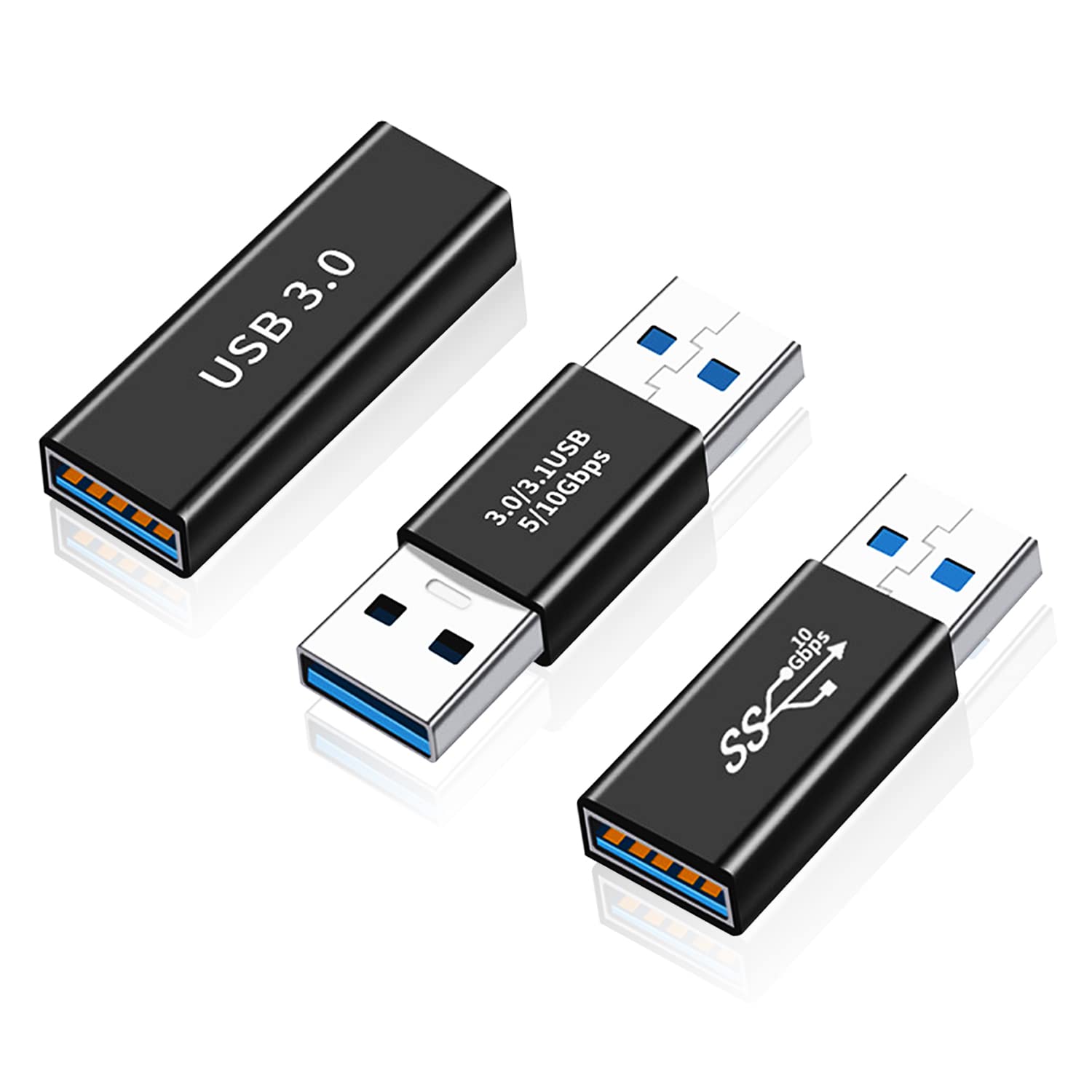 Photo 1 of AreMe 3 Pack USB 3.0 Adapter, USB-A Male to Female, Male to Male and Female to Female Extension Coupler Converter Extender Connector