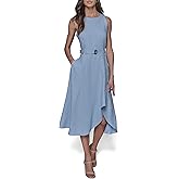 Karl Lagerfeld Womens Light Scoop Neck Sleeveless Midi Dress