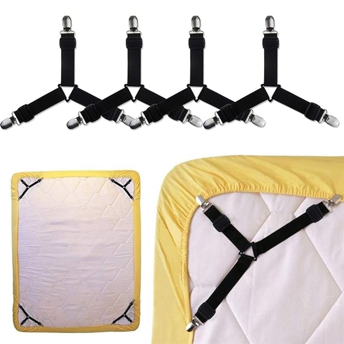 HASTHIP® Bed Sheet Holder Straps Adjustable Bed Sheet Fastener and 3