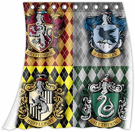 Custom Harry Potter Houses Symbols Pattern Curtain Polyester Fabric Window Curtain Size 52wx63h (One Piece)
