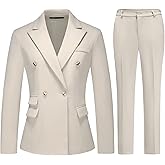 TRONSTORE Women's Suiting Pants Suits for Women Dressy Double-Breasted Blazer Business Casual Outfits