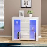 Panana Sideboard Cupboard Unit with 4 Glass Shelves RGB LED White view 8