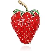 QLYOVWE Strawberry Enamel Brooch Pins for Women Elegant Fruit Rhinestone Brooch Red Strawberry Dripping Oil Fruit Pins Dainty Christmas Wedding Birthday Holiday Jewelry