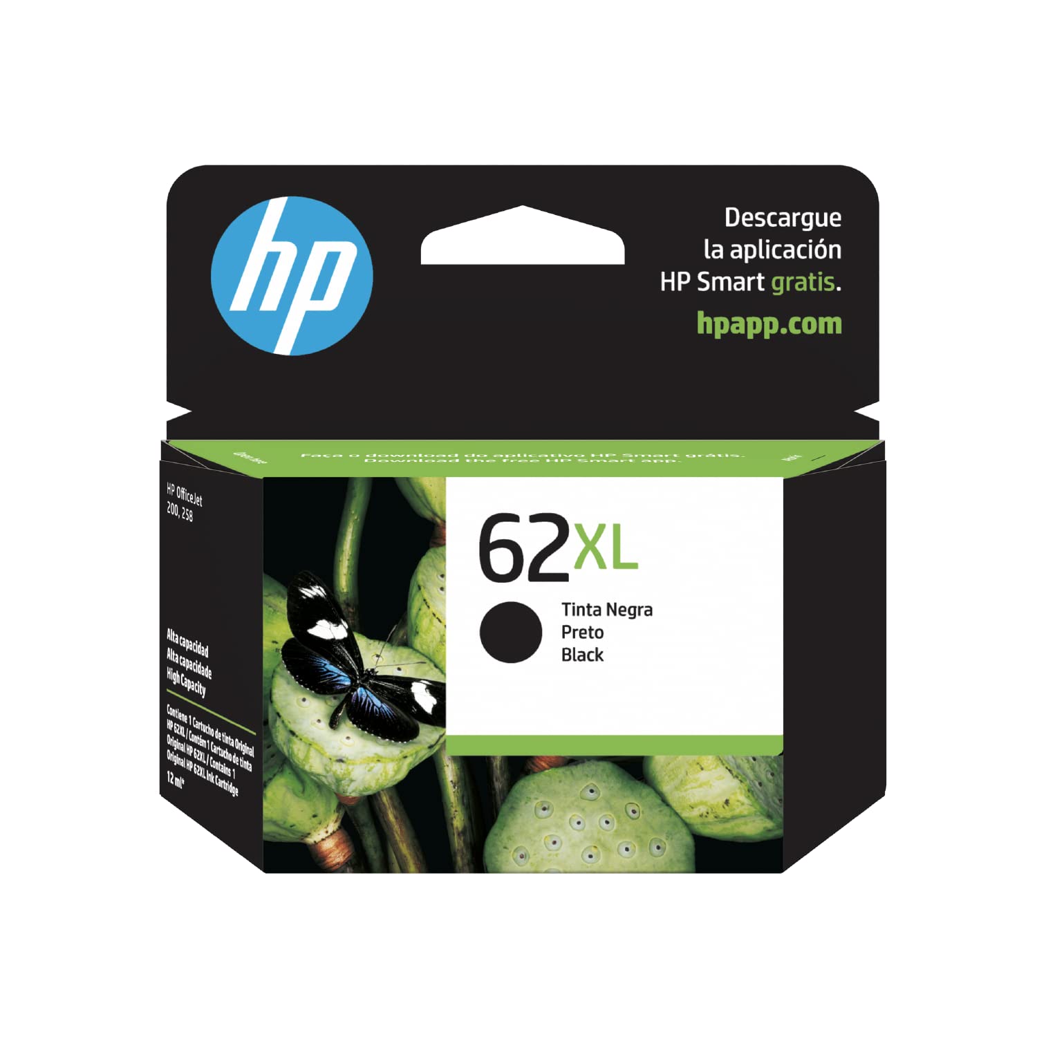 HP 62XL Original Black Ink Cartridge - Ink Cartridges (Original, Pigment Ink, Black, Envy 5640, High Yield (XL))