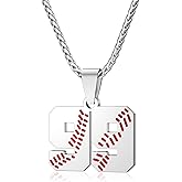 Wikavanli Personalized Baseball Jersey Number 00-99 Necklace - Stainless Steel Baseball Chain Pendant Necklace - Team Jewelry Gift for Boys, Girls, Men, Women
