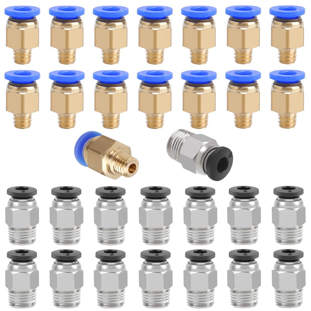 QitinDasen 15 Pieces 3D Printer PC4-M6 Pneumatic Connector and 15 Pieces 3D Printer PC4-M10 Pneumatic Connector