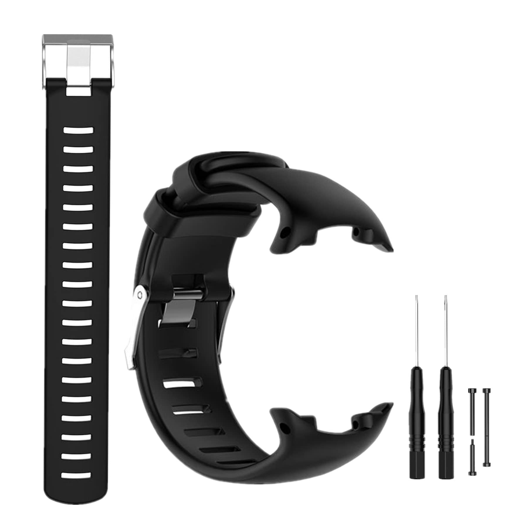 Muovrto Watch Strap for Suunto D4, Replacement Accessories Silicone Sports Watchband Wristband with Extension Strap for Suunto D4i Novo (Black)