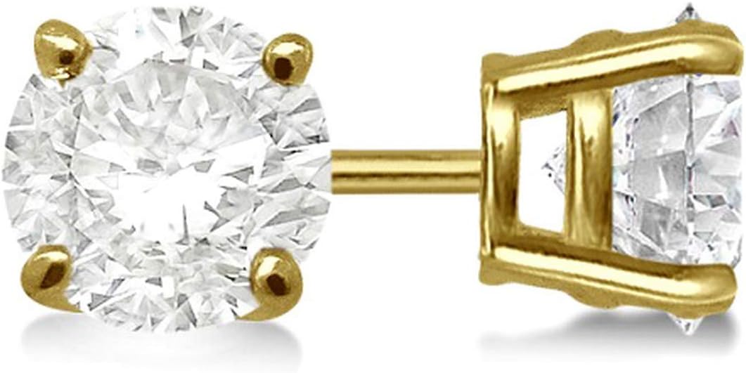 18k Gold Studs Diamond Earring for Women in Screw Backs (G-H, VS2-SI1) Earrings Solitaire 4ct.