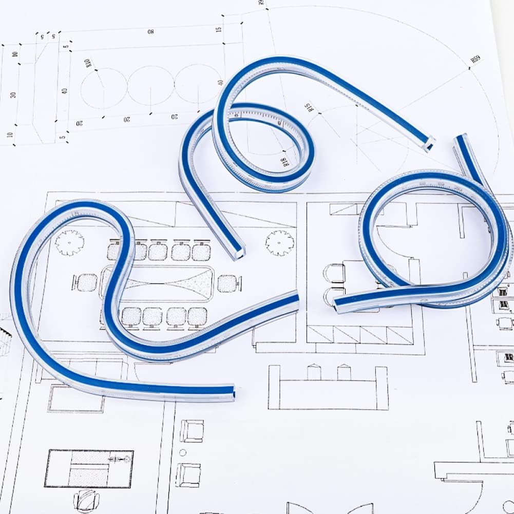 Smgda 3PCS Flexible Curve Ruler, 12 Inch / 30 cm Ruler Bendable Curve Template, Double Side Scale CM/INCH Measure Tool for Engineering Drawing and Sewing Pattern Making Design Graphics Painting