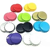 IGOGO 100 PCS Mixed Colors Charm Crown Bottle Caps Double Both Sided Colors Craft Linerless 2 Sided (10 Colors x 10 PCS)