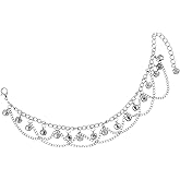 Trinkrittey Bell Beaded Tassel Anklet Bracelet for Women Adjustable Beautiful Link Chain Anklet Bracelet Small Bell Ankle Bracelets Silver Bells Sounds Bead Pendant Layered for Women Summer Beach